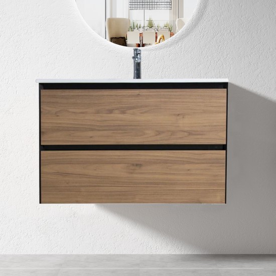 750mm Plywood Wall Hung Vanity With Ceramic Basin